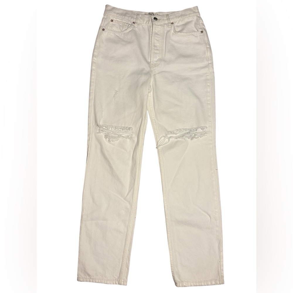 We the Free Free People Maggie Ripped Straight Leg White Jeans